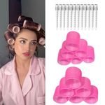 VIEWS Hair Curlers Rollers, 12 Pcs Set with 6Pcs Large & 6Pcs Medium Hair Rollers with 12 Pcs Stainless Steel Duckbill Clips for Long Medium Hair