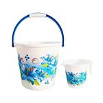 Epic - 25 Liter Unbreakable Strong Plastic Bathroom Bucket & Mug 1 Liter (Blue)