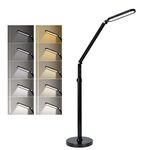 ZealWe Floor Lamp, LED Floor Lamps for Living Room, Floor Standing Reading Lamp with Touch Control, 5 Colour Temperature Brightness, Adjustable Height, Foldable Tall Lamps for Bedroom Office