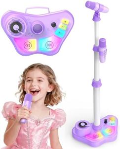 vingtank Stand Kids Karaoke Machine with 2 Wireless Mic, 3 4 5 6 7 8 Year Old Girls Gifts Bluetooth Karaoke Microphone with LED Lights Toddler Girls Toys Age 3-8 Easter Birthday
