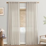 Oatmeal Beige Curtains 84 Inches Long for Living Room 2 Panels Sets,Linen Earth Tone Decor Back Tab Rod Pocket Boho Neutral Greige Earthy Sheer Curtain for Bedroom