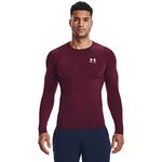 Under Armour Men's Armour HeatGear Compression Long-Sleeve T-Shirt, Maroon (609)/White, X-Large