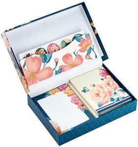 Hallmark Stationery Set with Desk Organizer, Floral (10 Blank Cards with Envelopes, 20 Writing Sheets with Envelopes, 75-Sheet Notepad, 30-Seals)