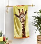 Catherine Lansfield Giraffe Cotton 76x160cm Beach Towel Yellow