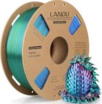 LANDU Silk Tri-Color PLA Filament 1.75mm 1Kg, Triple Color Silk PLA Filament, Rainbow PLA Filament, Neatly Wound 3D Printer Filament, 3 in 1 Multi Color Filament +/-0.02mm, Red Blue Green