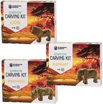 STUDIOSTONE CREATIVE Safari Set Soapstone Sculpture Stone Carving DIY Arts Crafts Kit Kids Adult