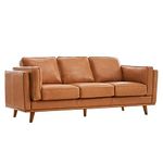Valencia Artisan Full Leather Sofa 88” - Pure Full Italian Nappa Leather Couch, Solid Wood Accent, Ultimate Comfort, Cognac Tan