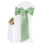 Pesonlook 100 Pcs Chair Sashes Satin Chair Cover Bands 7X108 Inch Chair Sashes Bow Back Tie Ribbon For Wedding Party Hotel Decorations （17X275 CM，Sage Green）