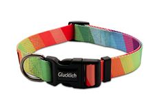 Glucklich Polyester Printed Adjustable Dog Collar with Quick Release Buckle & Metal D-Ring - Durable Pet Collar Dogs-Girl Boy Puppy Walking Running Training Collar Pack of 1 (S, Rainbow)