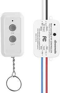 DEWENWILS Wireless Light Switch and Receiver Kit, No in-Wall Wiring Required, Remote Control Switch Lighting Fixture for Ceiling Lights, Fans, Lamps,100 Ft RF Range, Programmable