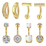 QWALIT Belly Button Ring Belly Rings Surgical Steel Belly Button Rings for Women Belly Button Piercing Small Short Belly Button Rings Clicker Belly Piercing Navel Piercing Jewelry Gold