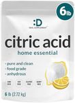 Citric Acid 6 Pounds | Fine Granular Powder, Food Grade, Bulk Supply – Potent Anhydrous Form – Versatile Flavor Enhancer, Preservative, Cleaning, & Homemade Bath Bombs – Additive Free, Non-GMO