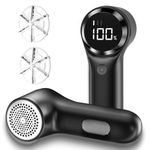 BZGG Rechargeable Lint Remover, Bobble Remover for Clothes, 3 Speeds Adjustable Fabric Shaver, LED Display Bobble Remover for Clothes, Lint Shaver for Various Fabrics, Black