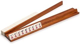 Yellow Mountain Imports Classic Chestnut Color Wooden Mahjong Game Racks with Pushers, 18 Inches - Set of 4 (Includes Magnetically Attached Mahjong Pushers)