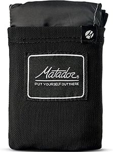 Matador Pocket Blanket - Black (Seats 2-4), Foldable Picnic Blanket, Concert Blanket, Festival Blanket, Sand Proof Beach Blanket with Stakes, Picnic Tarp, and Outdoor Blanket for Grass