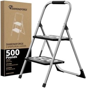 DIAMONDFORGE 2 Step Ladder, Folding Step Stool with Wide Anti-Slip Pedal, Lightweight Foldable Step Stool with Handgrip, 500 lbs Capacity, Portable for Home, Kitchen, Office, Gray