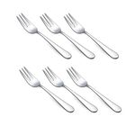 HornTide 6-Piece Dessert Forks Set 3 Tines Fruit Salad Fork Flatware Stainless Steel Mirror Polishing 5.5-Inch 14cm