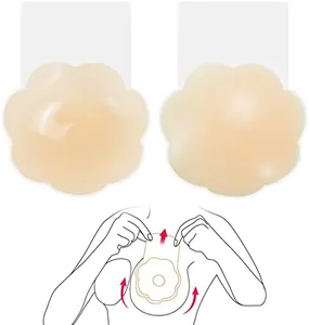 Breast Lift Pasties Nipple Cover: 5.1inch Silicone Strapless Sticky Bra for Women Reusable