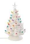 Ready To Paint Ceramic Bisque, Large Christmas Tree & Base - Light Up! - Electrical Cord, Bulb, Multi-colored Twists, Star Included