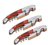 Professional Waiter Corkscrew Wine Key for Bartenders Set of 3,With Long Rosewood Handle Stainless Steel Handle Wine Opener for Bar Restaurant Waiters, Sommelier, Bartend (Long Wood 3 Packs)