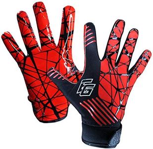 Eternity Gears Football Gloves - Tacky Grip Skin Tight Adult Football Gloves - Enhanced Performance Football Gloves Men - Pro Elite Super Sticky Receiver Football Gloves - Adult Sizes (Medium, Red)