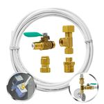 Ice Maker Fridge Quick Installation Kit with 25' Feet Tubing for Drinking Water Appliance Water Line, Solid Brass Stop Tee and Valve, 1/4" Fittings