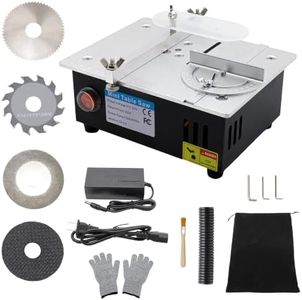 Mini Table Saw 96W Portable Desktop Electric Saw, Precision Cutting Machine with Adjustable Speed & Angle, 4PCS 2.5" Blades, Compact Craft Table Saw for Wood PCB Acrylic Plastic DIY