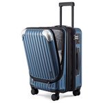 LEVEL8 Carry-on Suitcase 20-Inch, Expandable 4 Wheel Cabin Luggage Suitcase, ABS+PC Hardshell Spinner Trolley for Lightweight Luggage with TSA, Blue