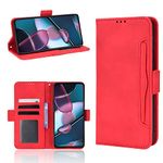 Futanwei Multi-Card Slot Wallet Case for Motorola Edge Plus (2022)/ Verizon Motorola Edge Plus 5G UW, [5 Card Slots] [Magnetic Closure] Luxury PU Leather Flip Wallet Case Cover with Card Holder, Red