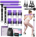 DAWN SWAN Pilates Bar Kit with Resistance Bands – Adjustable Home Gym Workout Equipment for Women & Men – Portable Pilates Equipment for Squats, Yoga & Full Body Toning