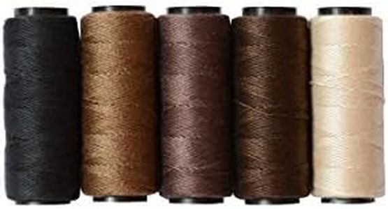 5 Rolls Sewing Threads Using for Hand Sewing Hair Extensions Making Wigs DIY (Black, Brown, Dark Brown, Beige, Khaki)