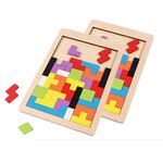 Junior Turtle's Kids Wooden Tetris Puzzle - Set of 2, Educational Brain Teasers Game Toy for Ages 3-8 Years, Perfect Return Gift for All Age Groups.