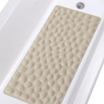 OTHWAY Bathtub Mat Non Slip, Rubber Bath Mat for Kids for Baby, 16x31.5 inch Large Bath Mats for Bathroom Tub with Strong Suction Cups (Brown)