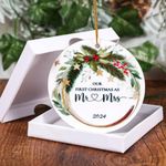 GEEHUA First Christmas Married Ornament 2024, Marriage Wedding Gifts Wedding Christmas Tree Ornament Our First Christmas as Mr Mrs Gift for Couple Married Bridal Shower Anniversary Decoration