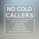 No Cold Calling Sign Sticker 15 × 15 cm Self Adhesive Vinyl Window Transparent Decal No Cold Callers Sign Removable Waterproof UV Resistant for Door Window Business Office 5 PCS