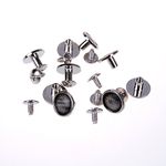 Wavy Round Flat Studs and Spikes Metal ScrewBack For Leathercraft Punk DIY - Silver, 8mm x 12mm, 100 PCS By eART