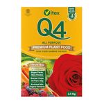 Vitax Q4 All Purpose Plant Food, Fertiliser Enriched With Organic Nutrients, More Flowers, Bigger Yields, Slow Release - 2.5 Kg