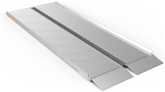 EZ-ACCESS - Portable Wheelchair Ramp - Handicap Ramp for Home, Portable Ramps for Wheelchairs with Ergonomic Handles, Extruded Tread & Self-Adjusting Bottom Transition Plates, 7 x 30 Inches Singlefold