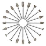 60 Grit 20Pcs Diamond Burr Set - GOXAWEE Rotary Grinding Burrs Engraving Bits Set with 1/8-inch Shank, Diamond-Coated Stone Carving Accessories Bit Universal Fitment for Rotary Tools