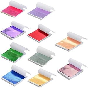 Tamicy 500 Sheets 10 Colors Metallic Gold Foil Leaf Paper - Foil Paper Slime Decorating Gilding Furniture, DIY Nails, Arts, Crafts, Paintings