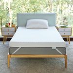 Novilla 4 Inch Foam Mattress Topper Twin, Medium Firm Memory Foam Mattress Topper, Gel & Bamboo Charcoal Infused for Motion Isolation & Pressure Relieving, with Breathable Bamboo Cover, Twin Size