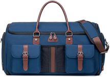 Suit Carrier Bag Garment Duffle Bag，Vessgra Travel Garment Bags Suit Bags for Men Women, Carry on Garment Bag for Travel with Shoes Compartment,2 in 1 Convertible Suitcase Travel Bags (Blue)