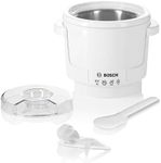 Bosch MUZ5EB2 Ice Cream Maker, 550 ml, Homemade Ice Cream, Sorbet and Frozen Yoghurt, White, Suitable for Bosch MUM5 Food Processors