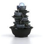 Dyna-Living Indoor Fountain, Tabletop Water Fountain, Water Fountain with LED Crystal Ball, Indoor Water Feature for Home Office Decor Relaxation,9.65"*7.28"*11.02''