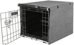 Seiyierr Dog Crate Cover - Kennel Cover Fit for 48 Inch Dog Crate, Double Door Polyester Crate Cover for Wire Dog Crate Indoor Outdoor Protection, Grey