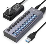 ACASIS Powered USB Hub,10 Ports USB 3.0 Data Hub, Individual On/Off Switches, 12V4A 48W Power Adapter, USB Hub 3.0 Splitter Extension for MacBook, Mac Pro/Mini, iMac, Surface Pro Laptop/PC