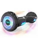 Mega Motion Hoverboards for kids, 6.5 Inch Two-Wheel Self Balancing Electric Scooter with Bluetooth Speaker, with LED Lights, Gift for Children and Teenager, carbon black (HY-A03)