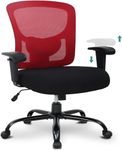 Big and Tall Office Chair for Heavy People 400lbs Computer Desk Chair Extra Wide Seat Adjustable Arms Rolling Chair for Desk with Ergonomic Lumbar Support for Home Office, Red