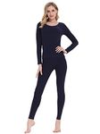 Amorbella Women's Thermal Underwear Base Layer Long Johns Set with Fleece Lined for Winter, XXL, Black