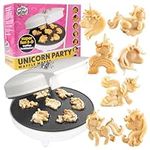 Unicorn Party Mini Waffle Maker- Create 7 Different Unicorn Animal Shapes in Minutes, Make Breakfast Fun and Cool for Kids & Adults with Novelty Magical Pancakes - Electric Non-Stick Waffler Iron